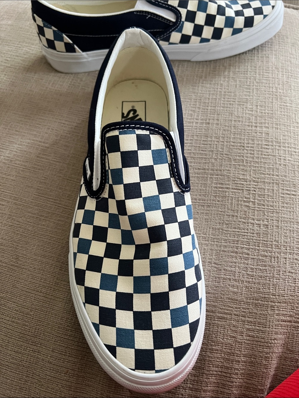 Vans Checkerboard Slip-On Sneakers - Dark Blue-Light Blue & White size 11 - Picture 2 of 4